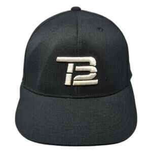 210 Fitted Baseball Cap Black 7 5/8 TB12 Logo Raised Embroidery Structured Hat